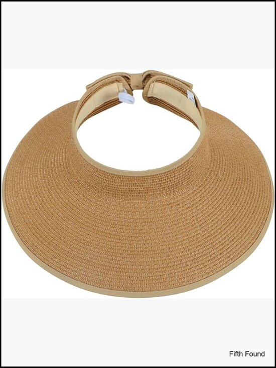 Roll-Up Straw Sun Visor Hat, Wide Brim, Adjustable, UPF 50+, Packable main image 6